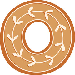 Gingerbread Biscuit Leaf Alphabet O Letter Cartoon