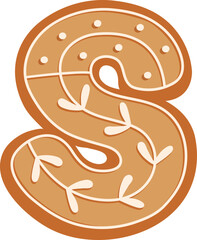 Gingerbread Biscuit Leaf Alphabet S Letter Cartoon