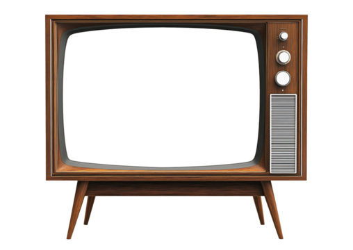 Retro standing TV isolated on transparent background