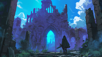 cave temple anime style