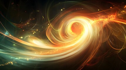 Obraz premium Abstract swirling light patterns in gold and orange hues