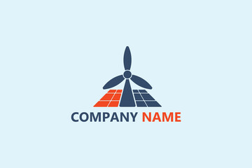 Modern green energy logo featuring a wind turbine and solar panels. Perfect for eco-friendly businesses, environmental organizations, and renewable energy companies. eps10