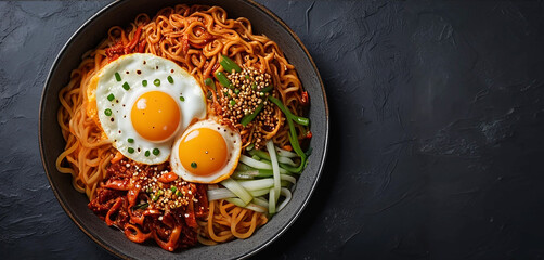 korean noodle with open space text