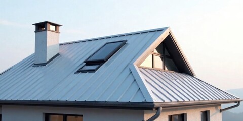 Modern Home with Metal Roofing and Skylights Architectural Detail of a Contemporary House Design
