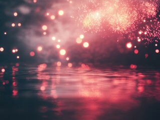 Blurred Fireworks Display Over Calm Water Provides Perfect Atmosphere