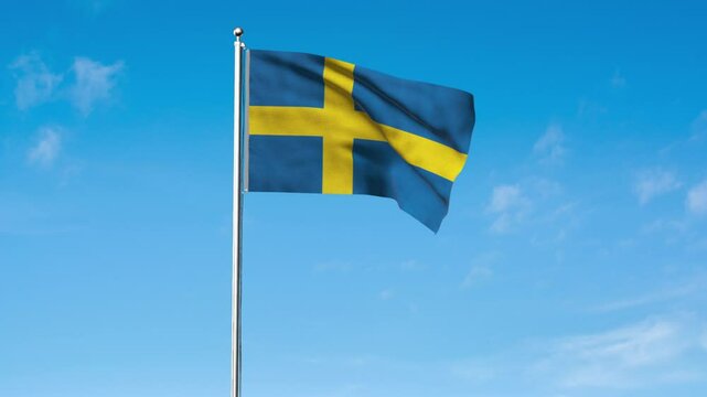 High detailed flag of Sweden. National Sweden flag. Europe. 3D Render.
