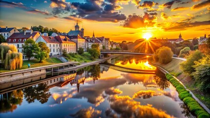 Lublin Sunset Picturesque Bystrzyca River