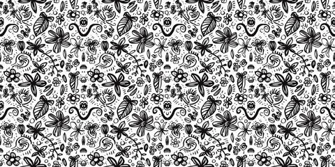 Cartoon hand-drawn doodles on the subject of summer holidays theme seamless pattern