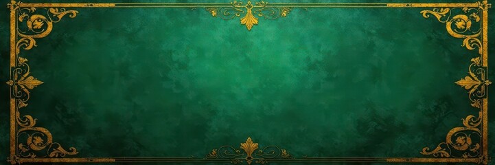 Dark green textured surface, overlaid with weathered golden motif , gold, motif, detail