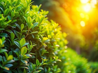 Obraz premium Lush Green Bush, Abundant Foliage, Natural Landscape, Copy Space Right