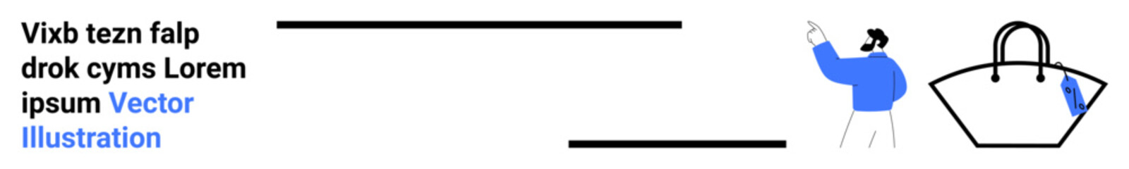 Obraz premium Person gesturing towards a large handbag, emphasizing shopping, style, and modern design. Ideal for retail, e-commerce, advertising, branding, promotions marketing flat landing page banner