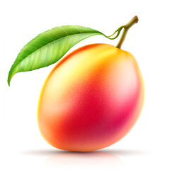 Mango, a realistic stock photo on a white background, showcases color realism photography on an isolated white background. The image is in PNG format. 