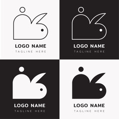 Rabbit logo, continued line and silhouette logo for branding and company or business branding. Modern cute rabbit logo for pet shop, cafe, veterinary hospital, clinic and farm