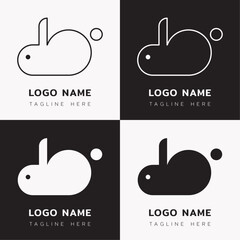Rabbit logo, Minimal continued line animal logo for branding and company or business branding. Modern cute rabbit silhouette logo for pet shop, cafe, veterinary hospital, clinic and farm