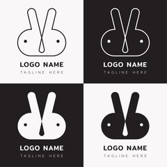 Rabbit logo, Minimal continued line bunny logo for branding and company or business branding. Modern cute rabbit silhouette logo for pet shop, cafe, veterinary hospital, clinic and farm