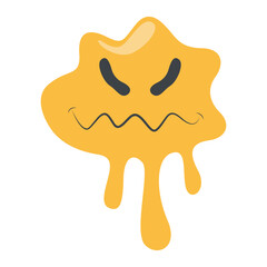 Psychedelic Dripping Smile on White Background. Vector Illustration in Vintage Cartoon Design