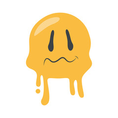 Psychedelic Dripping Smile on White Background. Vector Illustration in Vintage Cartoon Design