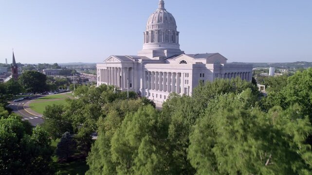 Capture the majestic Capitol dome and the scenic Missouri River with dynamic aerial views.