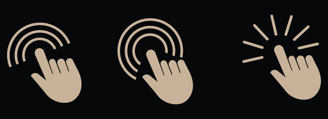 Pointer cursor computer mouse icon set. Clicking the cursor icons. Hand clicks. Hand click icon set. vector illustration eps 888