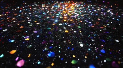 Abstract Glittering Lights Background Bokeh Effect, Sparkling Festive Texture.