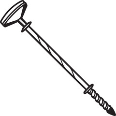 Auger Rustic Tool for Gardening, Silhouette vector art illustration