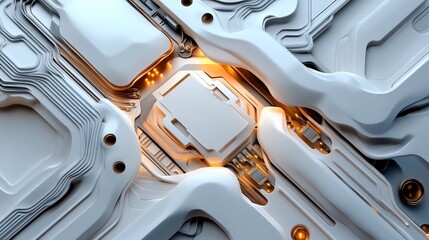Fototapeta premium Intricate futuristic technology with metallic accents, detailed circuit board