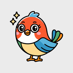 Cute Cartoon Bird with Sparkles