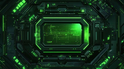 Fototapeta premium Futuristic Green Tech Interface: High-Tech Console with Luminous Details