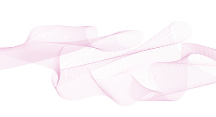 Undulate pink wave swirl, frequency sound wave, twisted curve lines with blend effect. Technology, data science, geometric border. Isolated on white background. Vector illustration.