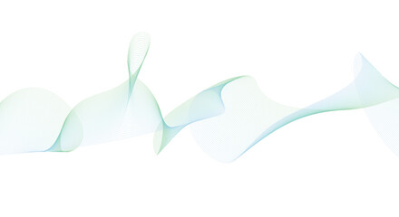 Design elements. Wave of many green lines. Abstract wavy stripes on white background isolated. Creative line art. Vector illustration EPS 10. Colorful shiny waves with lines created using Blend Tool.