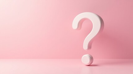 A Pink Background Featuring a Large White Question Mark, Representing Inquiry and Uncertainty