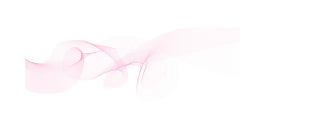 Undulate pink wave swirl, frequency sound wave, twisted curve lines with blend effect. Technology, data science, geometric border. Isolated on white background. Vector illustration.