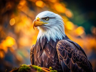 Obraz premium Majestic American Bald Eagle, Intense Gaze, Tilt-Shift Photography