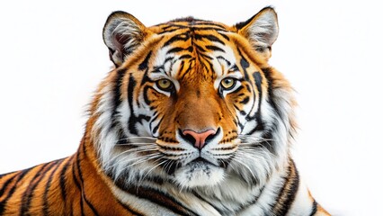 Obraz premium Majestic Bengal Tiger on White Background - Wildlife Stock Photo