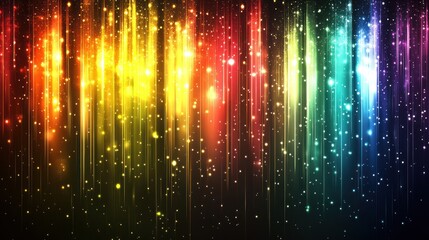 Abstract Colorful Background with Glowing Lights and Sparkling Particles