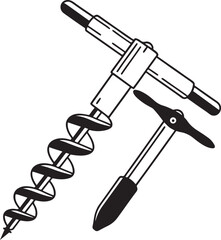 Auger Rustic Tool for Gardening, Silhouette vector art illustration