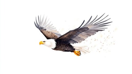 Obraz premium Majestic bald eagle soaring through the sky, showcasing its powerful wings and grace