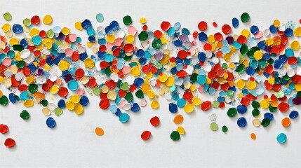 Vibrant Abstract Oil Painting of Colorful Circular Dots on White Canvas Modern Art Texture Background.