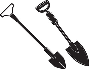 Auger Rustic Tool for Gardening, Silhouette vector art illustration