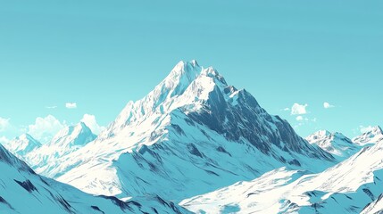 Obraz premium Majestic Snow-Capped Mountain Range Under Clear Blue Sky Alpine Landscape Scenery