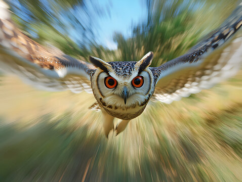 great horned owl in flight - Powered by Adobe