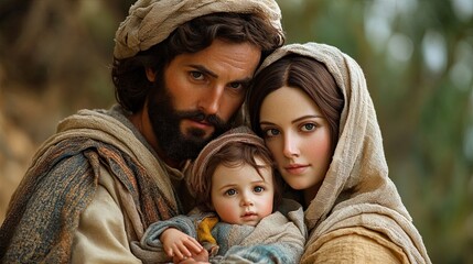 The Holy Family &acirc;&euro;&ldquo; Jesus, Mary, and Joseph in a Peaceful Religious Scene