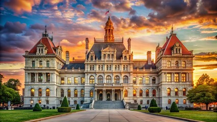 Fototapeta premium Majestic New York State Capitol Building Portrait Photography