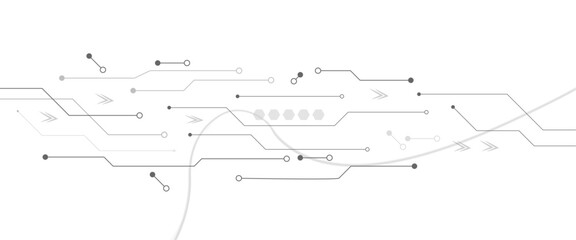 Abstract grey circuit line technology pattern on white background,