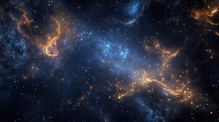 Fototapeta premium Breathtaking Deep Space Nebula with Golden Emission and Starfield Backdrop.