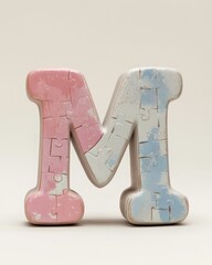 Colorful puzzle piece letter for creativity.