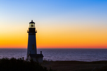 lighthouse at dusk