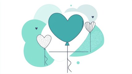 Colorful Heart Balloons with Soft Background for Celebration Themes