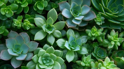 Lush Green Succulent Garden A Textural Tapestry of Echeveria Elegans and Sedum