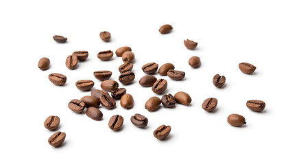 Naklejka premium Brown Coffee Beans on a white background